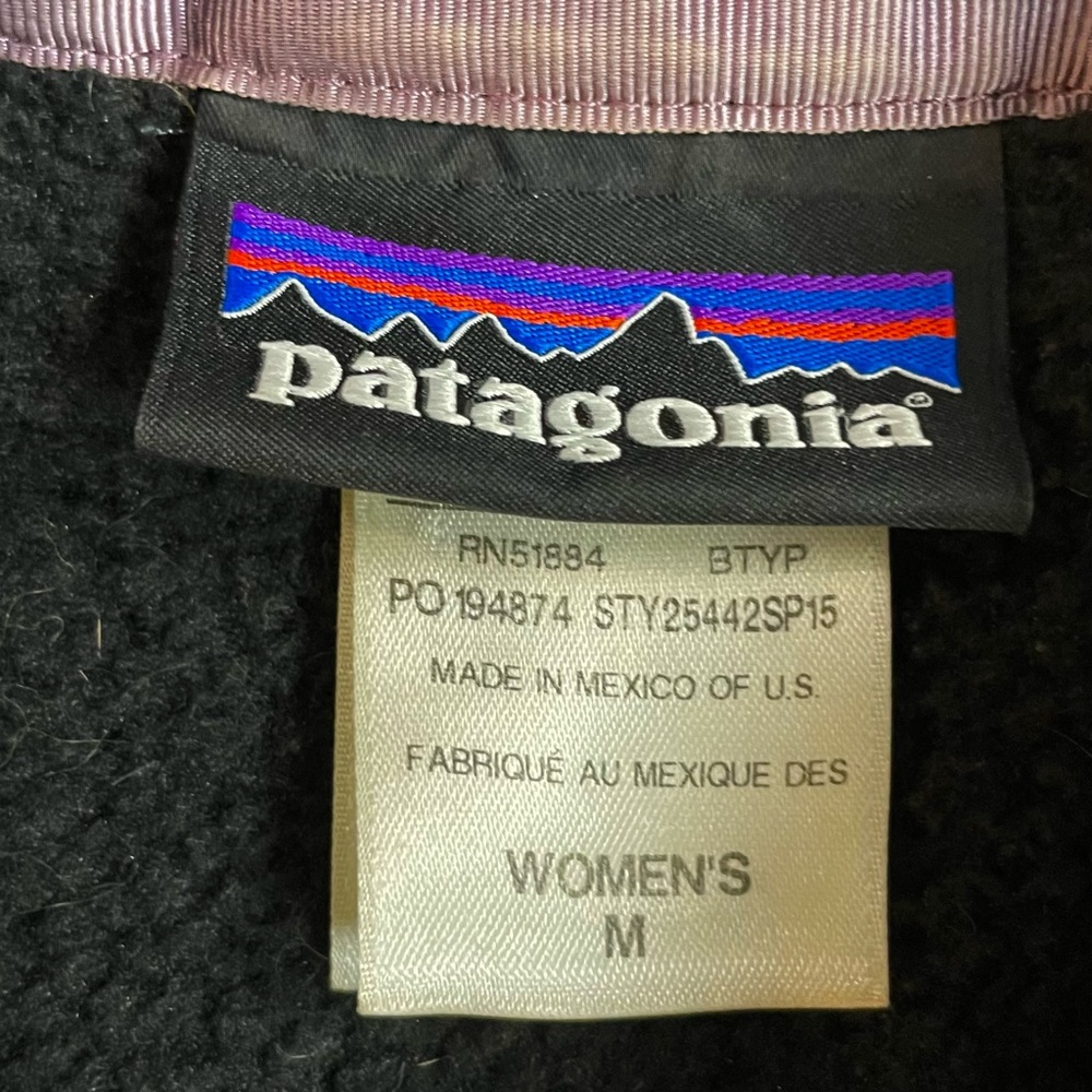 Womens PATAGONIA Plush POLARTEC Thermal Pro FLEECE Snap - T BLACK Pullover SHIRT - Picture 3 of 5